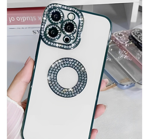 Capinha Capa Para iPhone 13 13 Pro Max Com Proteção Strass Cor Verde 13 normal