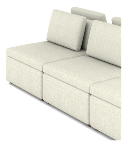 Sofá Ilha Modular Em Linho Com Encosto Movel 2,70 M Kauai Cor Bege Desenho Do Tecido Liso