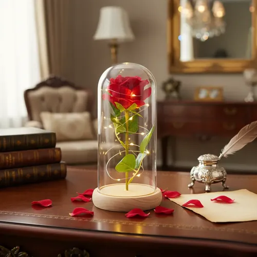 Rosa Encantada Bela E A Fera Led Presente Barato Oferta
