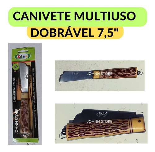 Canivete Camping Pesca Acampar Trilha Dobrável Multiuso 7,5 