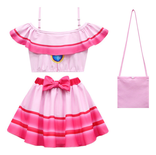 1 Traje De Baño Niñas Super Mario Princesa Peach Con Bolsa