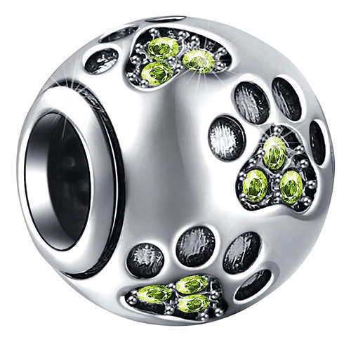 ~? August Birthstones Dog Paw Print Charms Se Adapta A Pando