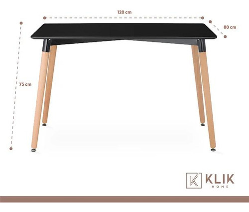 Comedor Mesa Rectangular Negra + 6 Sillas Tulip Negras