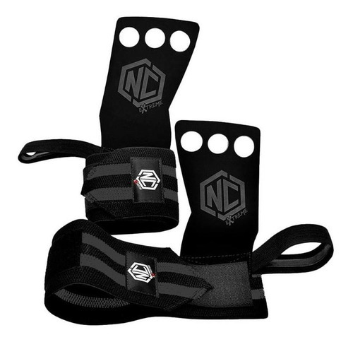 Luva Grip Munhequeira Pull Up Cross Protetor - Nc Extreme Cor Preto Tamanho GG