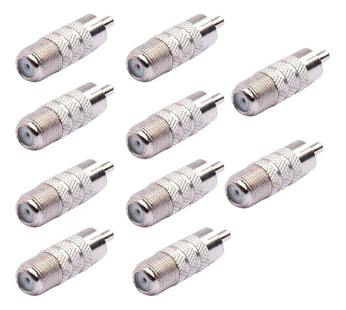 10pc Latón Niel-plateado A Rca Adaptador Convertidor Plug