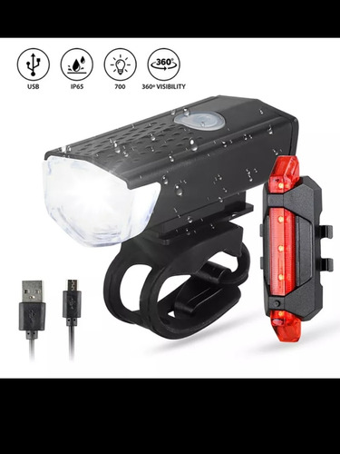 Pack Luz Bicicleta Delantera Y Trasera Recargable  Usb Conce