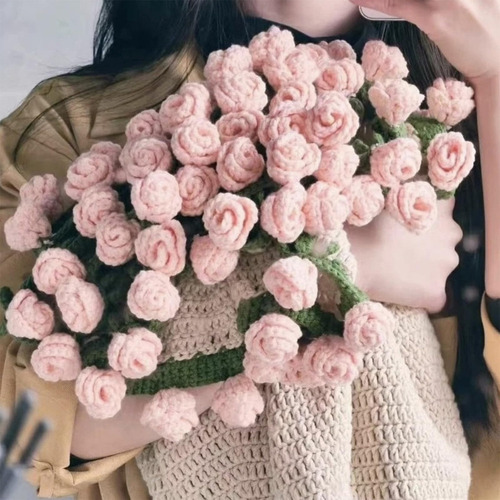 Para Diy O De Flores Hecho A Mano A Ganchillo, Manta Rosa