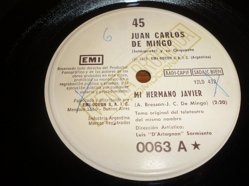 Simple - Juan Carlos De Mingo - Mi Hermano Javier / Te Busco (Usado)