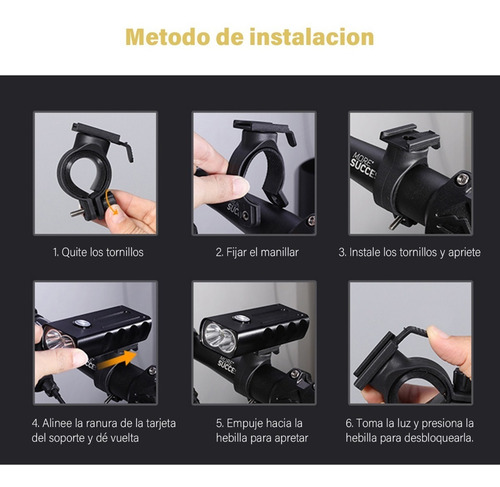 Imagen 5 de 8 de Lámpara Led Bicicleta Recargable Impermeabl