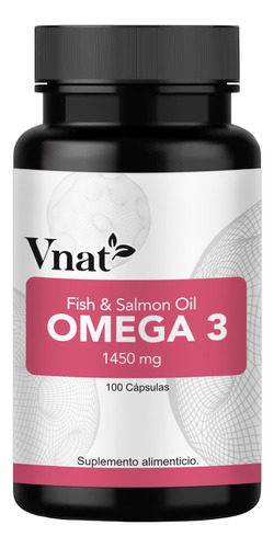 Omega 3 Fish And Salmon Oil 1450mg Vnat 100cp Aceite Pescado Sabor Neutro