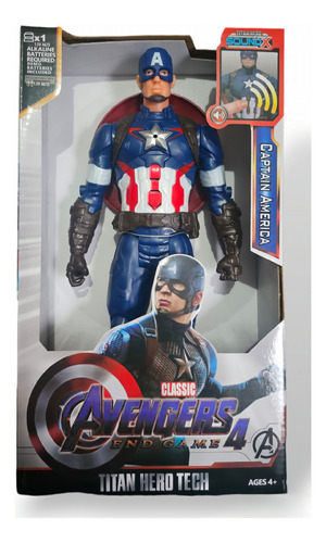 Capitão America Boneco Grande 30cm Articulado Com Sons Real