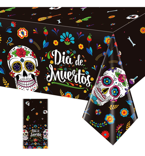 1 Pack Day Of The Dead Party Tablecloth Decorations, Dia De 