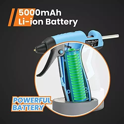 GoGonova 15s Fast Preheating Cordless Hot Glue Gun with 5Ah Built-in  Battery - Smart Power-Off, Kit with 25 Pcs Mini Glue Sticks