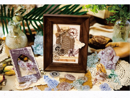 Set 40 Deco Stickers Flores Hadas & Ángeles Journaling Scrap