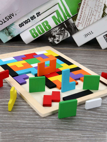 Rompecabezas Madera Bloques De Madera 3d Tangram Didáctico