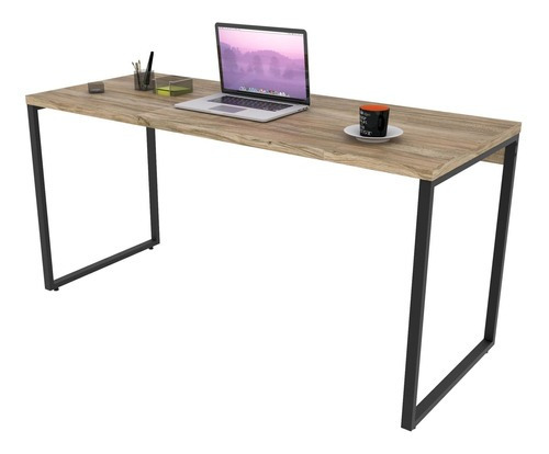 Mesa Para Escritório Home Office Estilo Industrial Form 150 Cm Carvalho - Lyam Decor Cor Marrom-claro