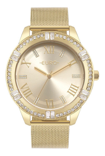 Relógio Euro Feminino Stones Dourado - Envio 24 Hrs