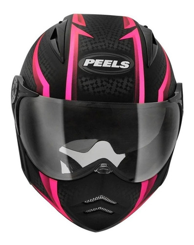 Capacete Moto Peels Mirage Storm Óculos Interno Cor Preto/Rosa Tamanho do capacete 60