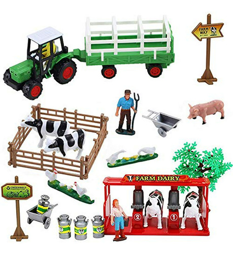 Farming Fun Playset Con Tractor (lechería).