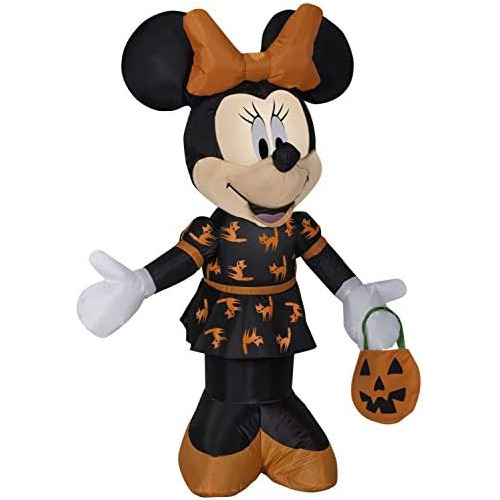 Minnie De 3.5 Pies Inflable Vestido Negro Y Naranja Hal...