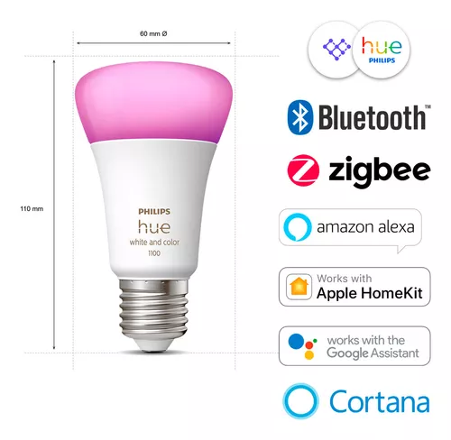 PHILIPS Ampolleta LED Philips Hue E27 1.100lm, RGB, BT, WiFi, 9 Watts