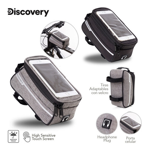 Imagen 2 de 10 de Porta Objetos Y Celular Para Bicicleta Microfibra Discovery