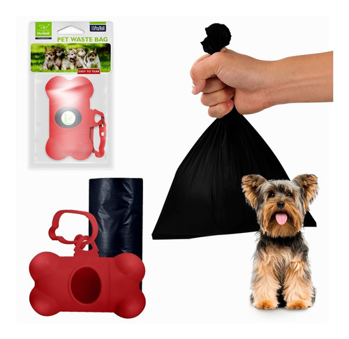 Dispensador De Bolsas Sanitarias Desechables Para Mascotas Color Rojo