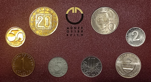 Monedas Austria Set 1992 (schill Circulante) 8 Moned. Lp 040 (Usado)