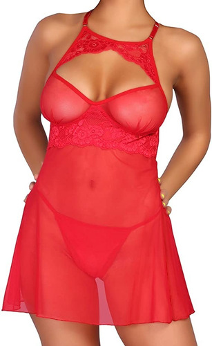 Baby Doll Sexy Sensual Erotico Fetich Encaje Rojo Masoquista