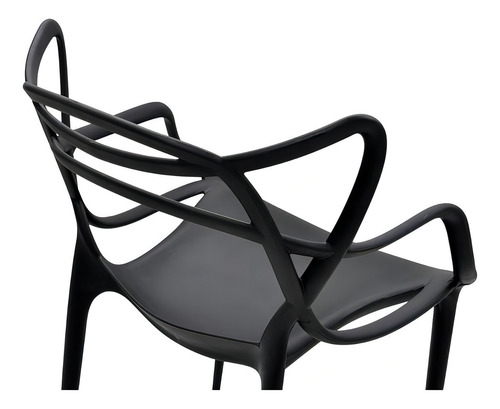 Kit 4 sillas de comedor Allegra Berrini apilables con estructura negra y asiento negro