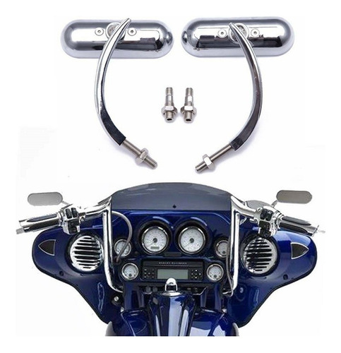 2 Plateados Espejos For Harley Davidson Dyna Softail Series