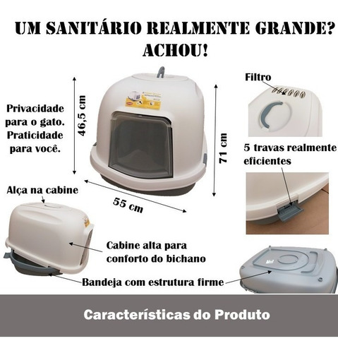 Imagem 2 de 10 de Sanitário Gato Fechado Grande Super Queen Produto Italiano