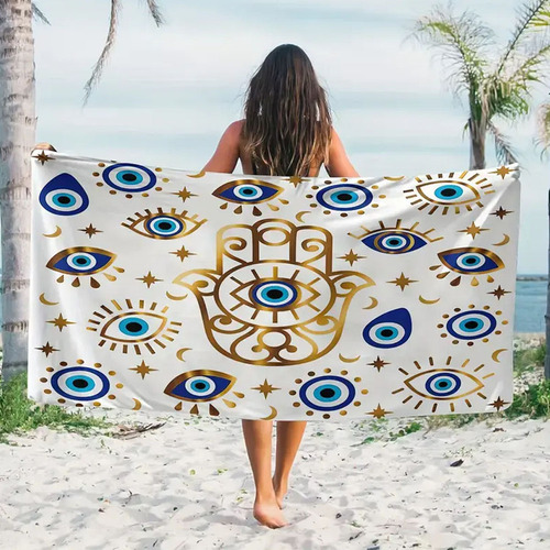 Toalla De Playa Con Patrón Blanco