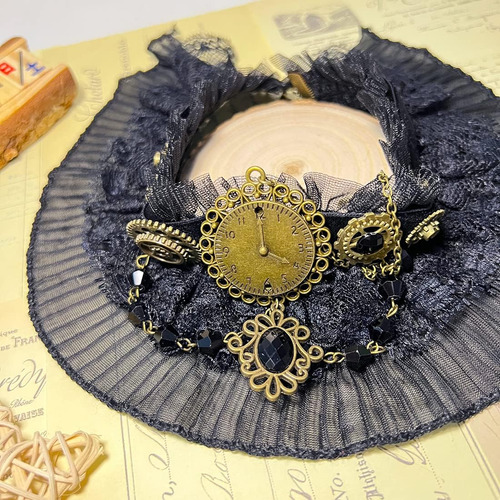 Aabellay Collar Gótico De Encaje Negro Steampunk Gargantilla