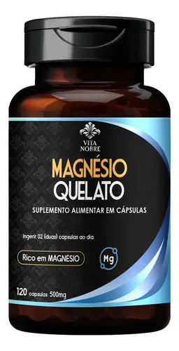 Magnésio Quelato 500mg 120 Cápsulas Vita Nobre Para Saúde Muscula...