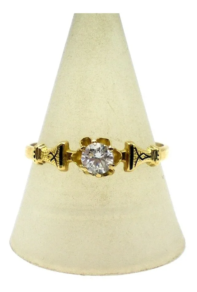 Anillo De Oro 18 Kt Y Zafiro Blanco Solitario