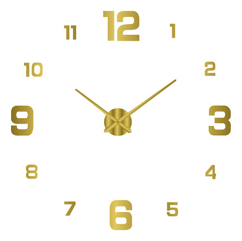 Reloj De Pared Silencioso De 80-130 Cm, Sin Taladros, Dorado