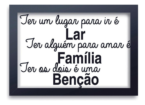 Quadro Decorativo Frase Família Mdf 30x20cm