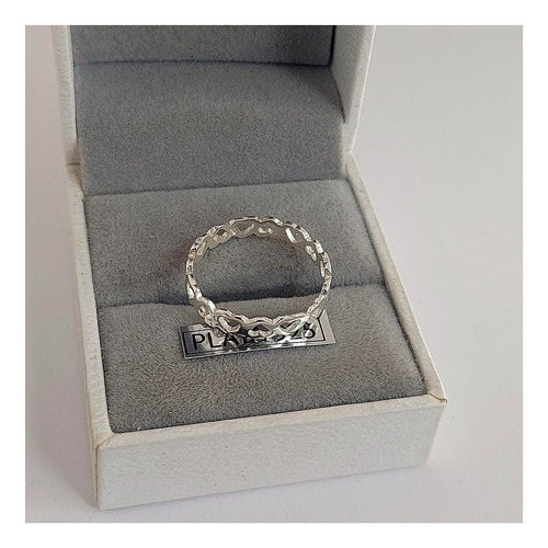 Anillo Sin Fin Corazones Plata 925 Estuche Garantia Plateado Numero 17
