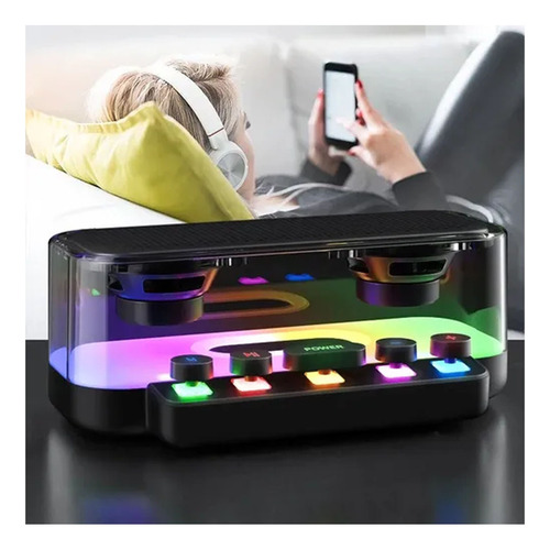 Parlante Bluetooth Portátil Con Led Y Batería Recargable