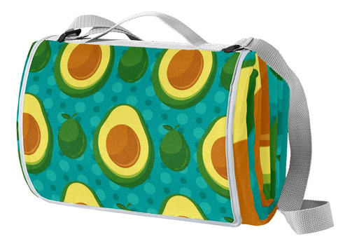 Manta Picnic Lunar Azul Estampado Aguacate Para Exterior Al