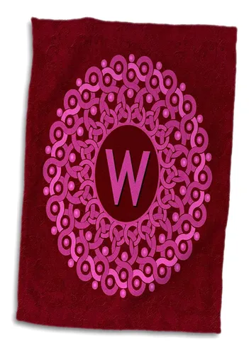Monograma De Rosas 3d Con Mandala Rosa Y Magenta Sobre Rojo