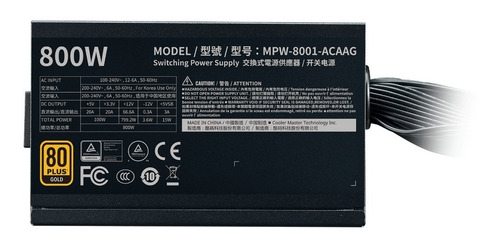 Imagen 5 de 10 de Fuente 800w Coolermaster G800 80+ Gold