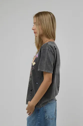 Remeron Algodón Lavada Con Roturas Estampa Acdc Scombro