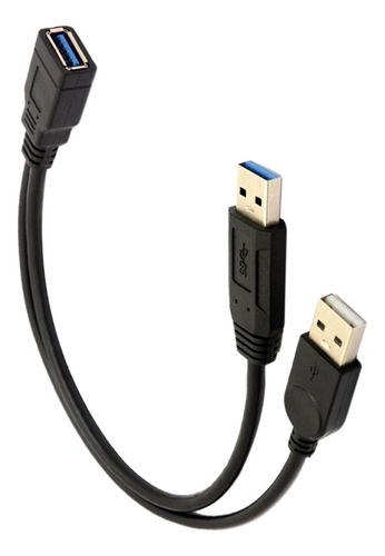 Negro Usb 3.0 Hembra A 2 Usb Macho Cable Divisor De