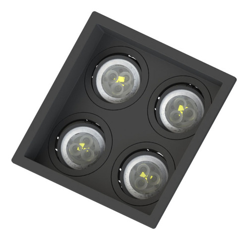 10 Luminaria Led Embutir Recuado Quadruplo Mr11 + Lampada