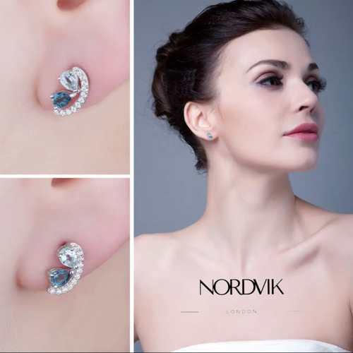 Imagen 8 de 10 de Aros De Plata 925, Topacio Azul, Regalo Para Mujer, Joyas