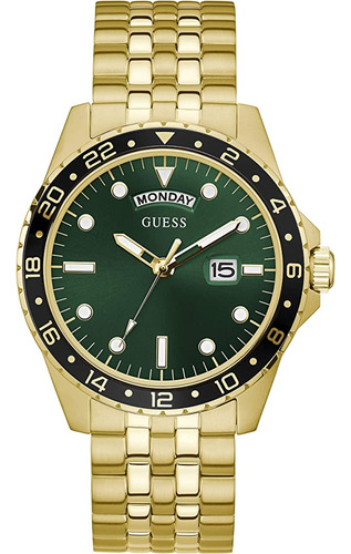 Guess Mens Dress Day / Date 44mm Watch Gold-tone Stainless S