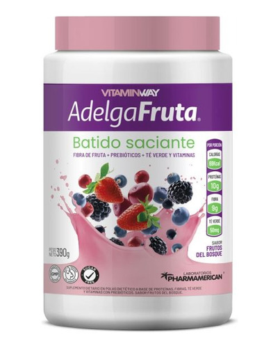 Pack X3 Adelgafruta Batido Saciante X390g Polvo Vitamin Way 
