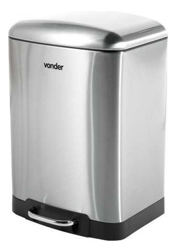 Lixeira Retangular 12l Inox Cozinha Escritorio Banheiro Luxo Cor Prateado
